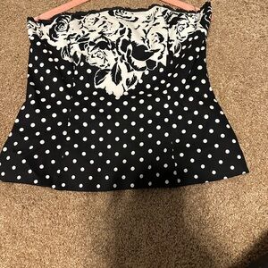 White House Black Market floral zip up bustier tube top. Womens Size 8